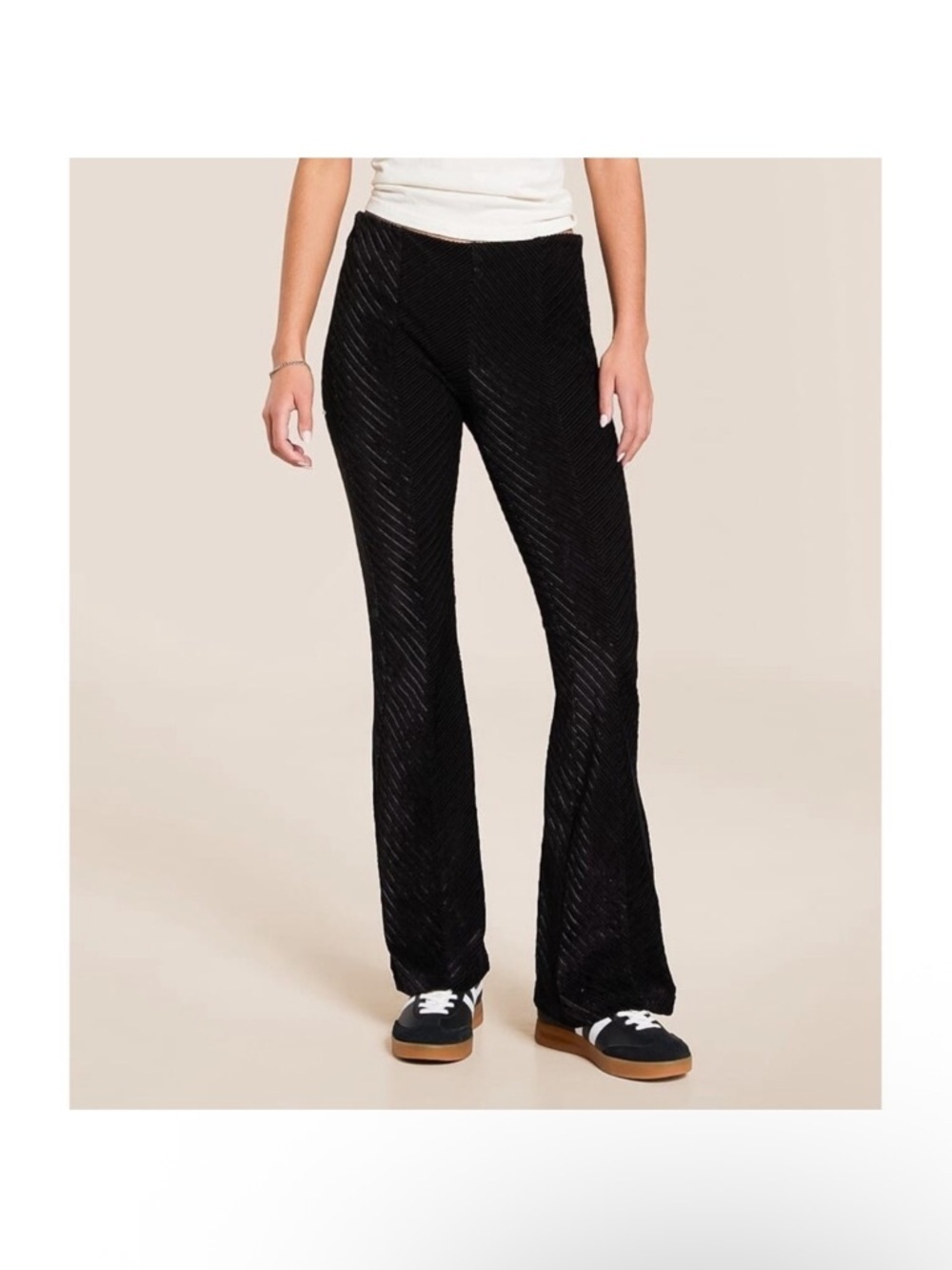 Free People Penny Pull-On Velvet Flare Pants Black Size S Boho Stretch Pull On